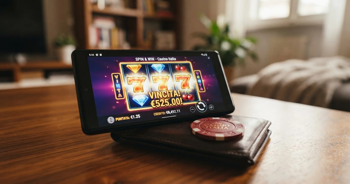 Interfaccia di un casinò online con slot machine, roulette e giochi da tavolo in evidenza su schermo