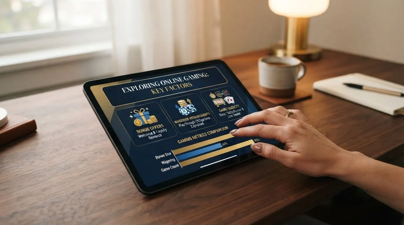 Tabella comparativa stilizzata con nomi dei casinò, bonus, wagering e valutazione a stelle
