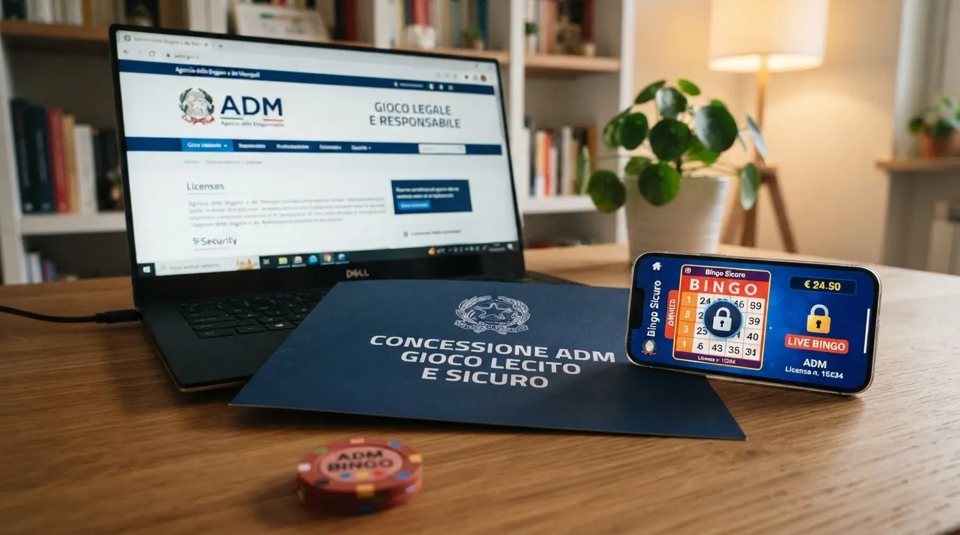 Il logo dell'Agenzia delle Dogane e dei Monopoli accanto al simbolo del gioco autorizzato e al numero di concessione di un operatore