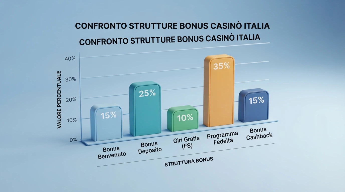 Tabella comparativa con i bonus di benvenuto, i requisiti di scommessa e i provider dei principali casinò online con licenza ADM in Italia