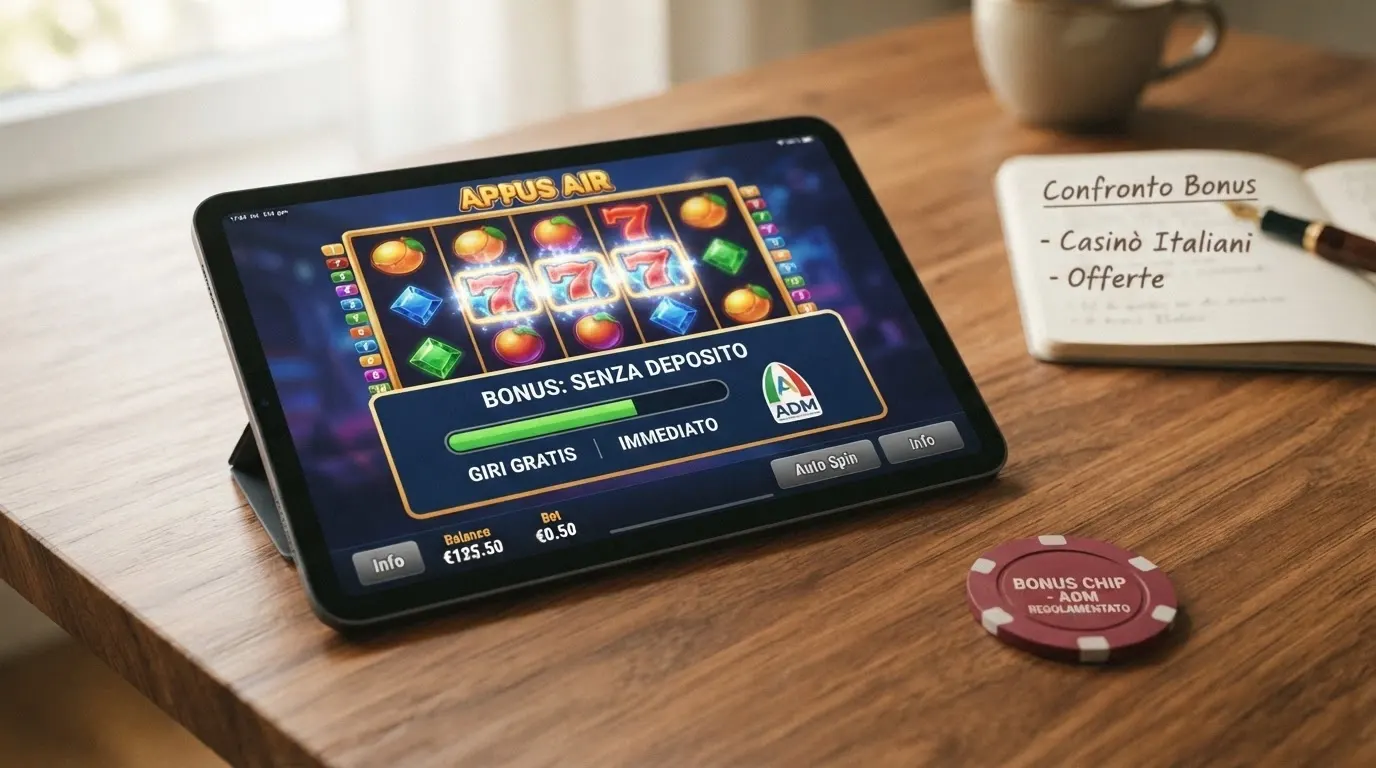Una tabella comparativa con i loghi dei dieci casino ADM e le rispettive offerte senza deposito