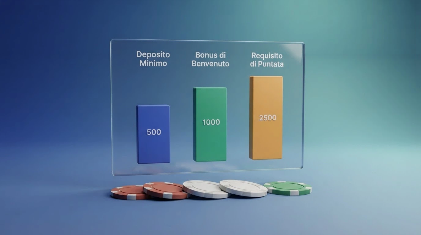 Una tabella comparativa con i loghi e le soglie di deposito minimo dei casinò ADM recensiti nella guida