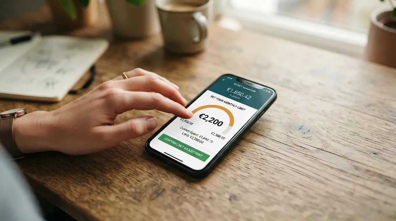 L'interfaccia dell'app Nexi con la schermata Spending Control aperta, accanto alla cassa di un casinò online