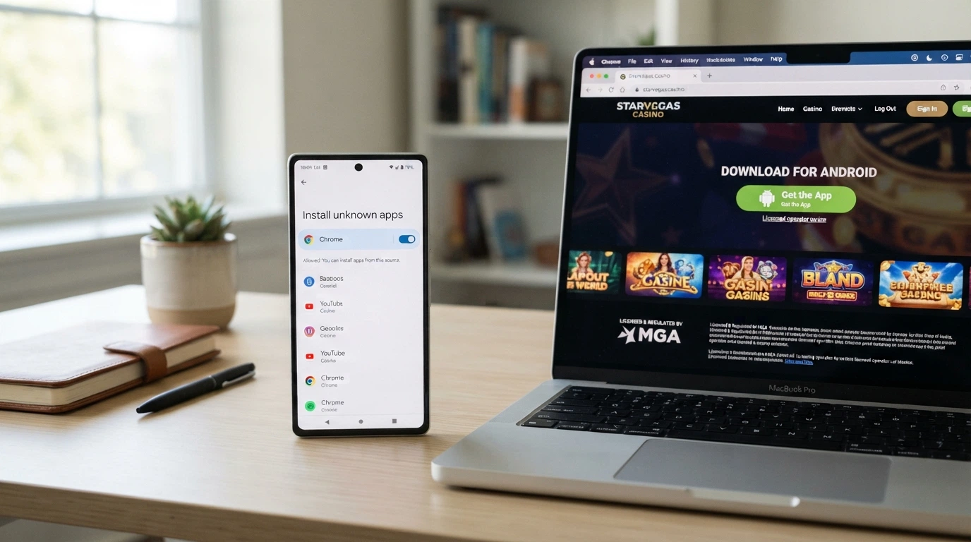 La schermata delle impostazioni di sicurezza Android con l'interruttore «Fonti sconosciute» attivato e un file APK in download