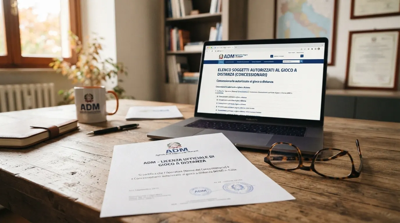 Il logo ufficiale dell'Agenzia delle Dogane e dei Monopoli accanto alla dicitura «Concessionario autorizzato al gioco a distanza»