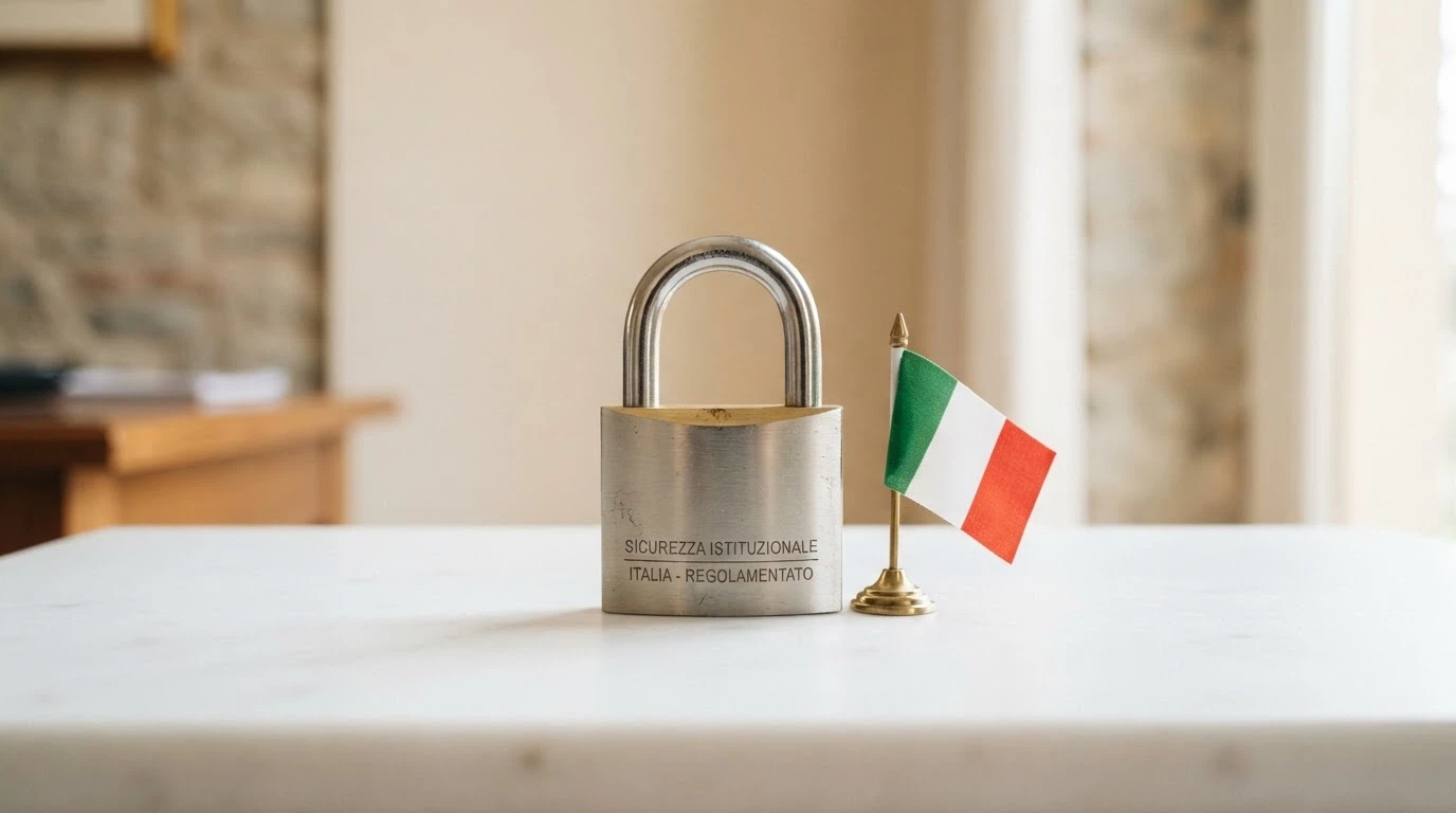 Il logo ufficiale dell'Agenzia delle Dogane e dei Monopoli accanto a un lucchetto aperto su sfondo bianco, composizione pulita e istituzionale