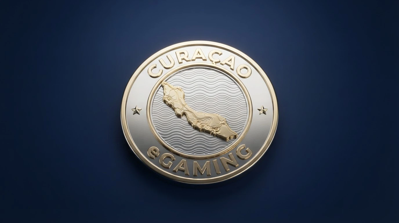 Primo piano del sigillo di certificazione di una licenza Curaçao eGaming sul sito di un operatore offshore