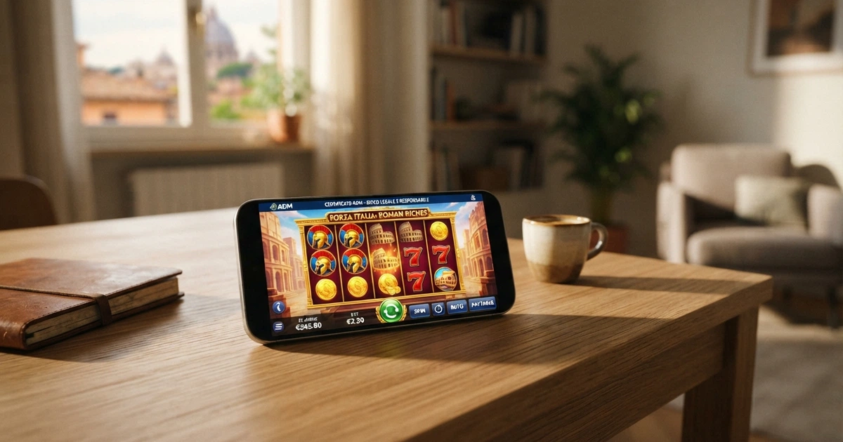 La schermata di un casinò online con il logo ADM e il codice GAD visibili nel footer del sito