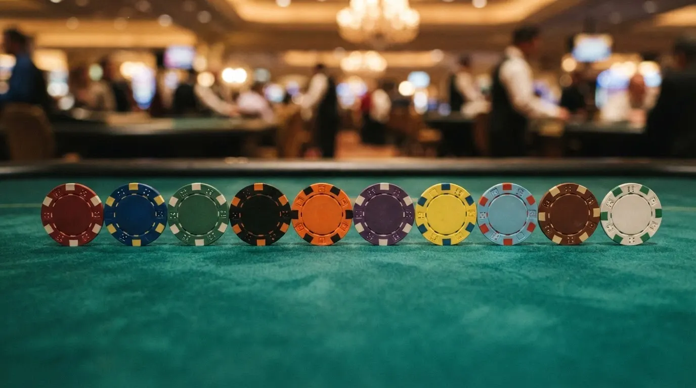 Una fila di 10 carte da gioco disposte in orizzontale, ciascuna con il logo di uno degli operatori ADM recensiti, su uno sfondo color verde tavolo da gioco