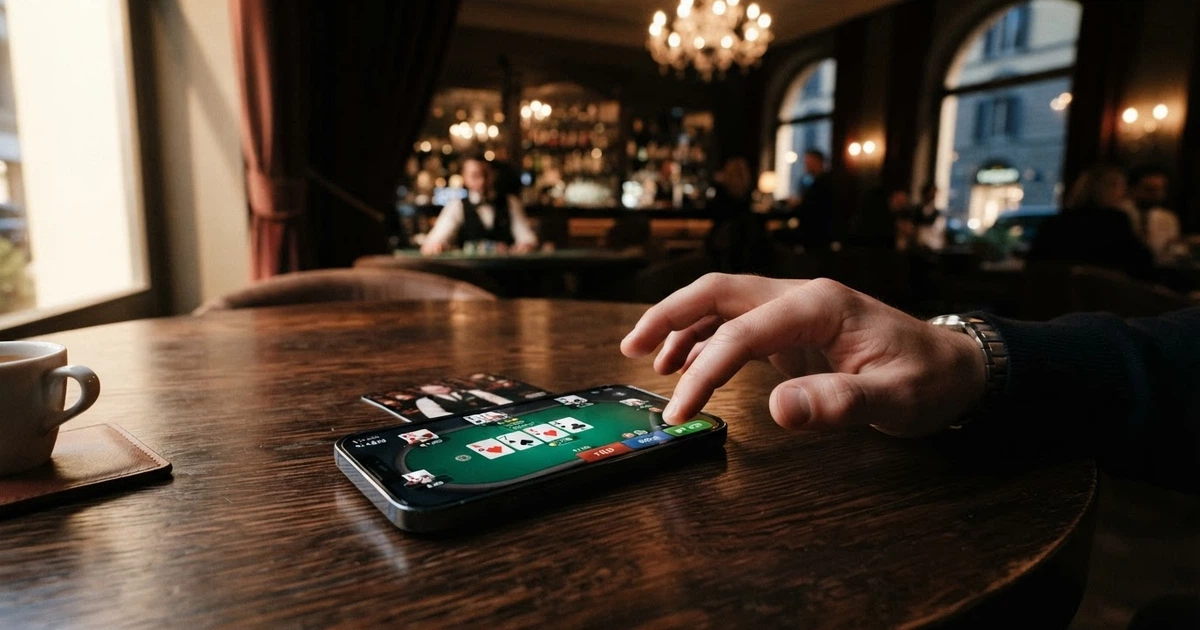Un tavolo da poker live con croupier in streaming, interfaccia di gioco di un casinò online italiano su schermo