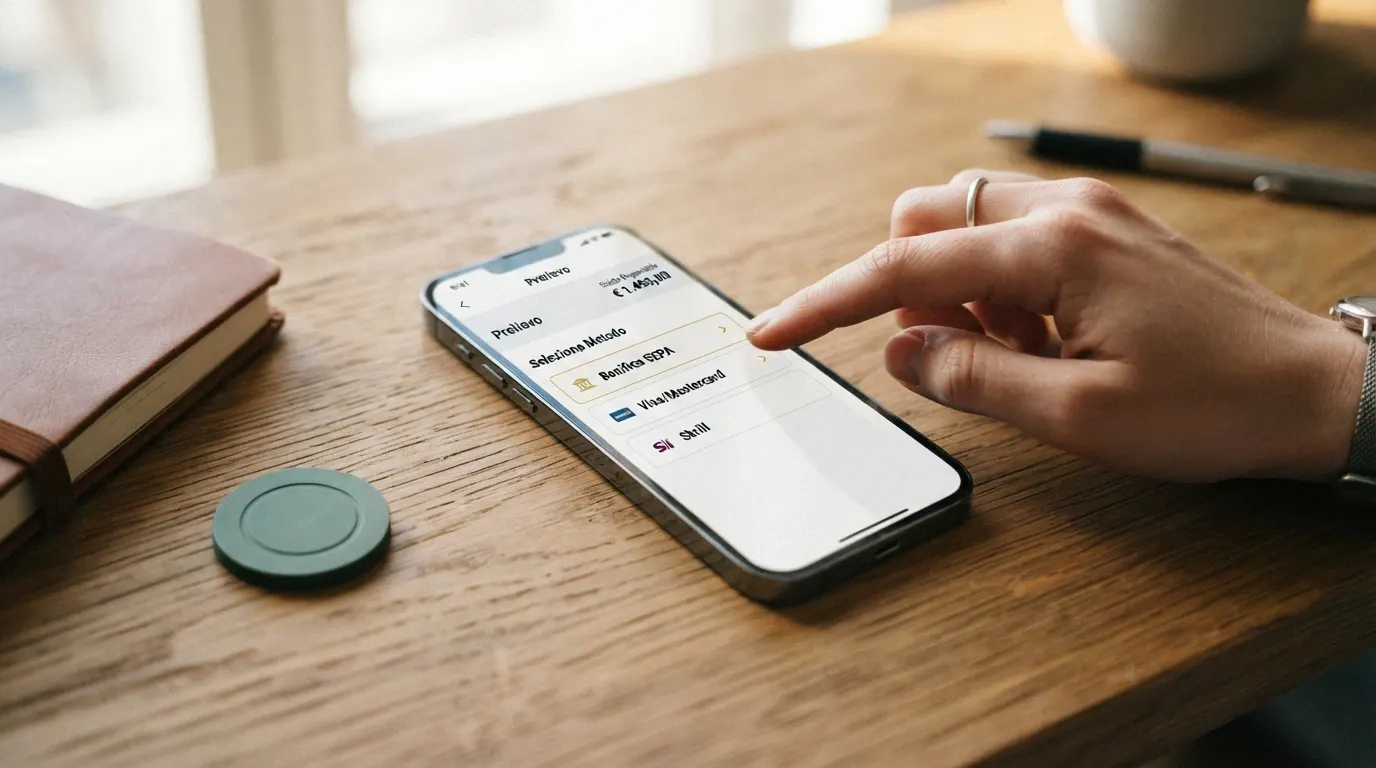 Lo schermo di un iPhone con la sezione prelievi di un casinò: l’opzione Apple Pay è assente o in grigio, mentre il bonifico SEPA è selezionato