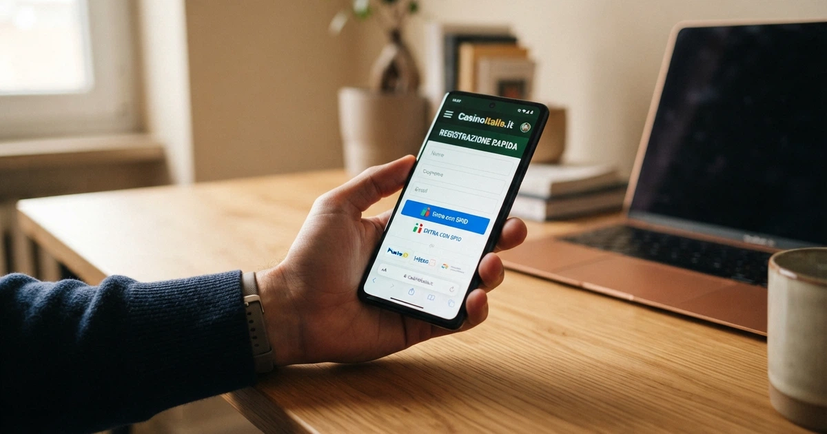 Schermata di registrazione a un casinò online con il pulsante «Entra con SPID» in evidenza e il logo SPID accanto ai campi di accesso