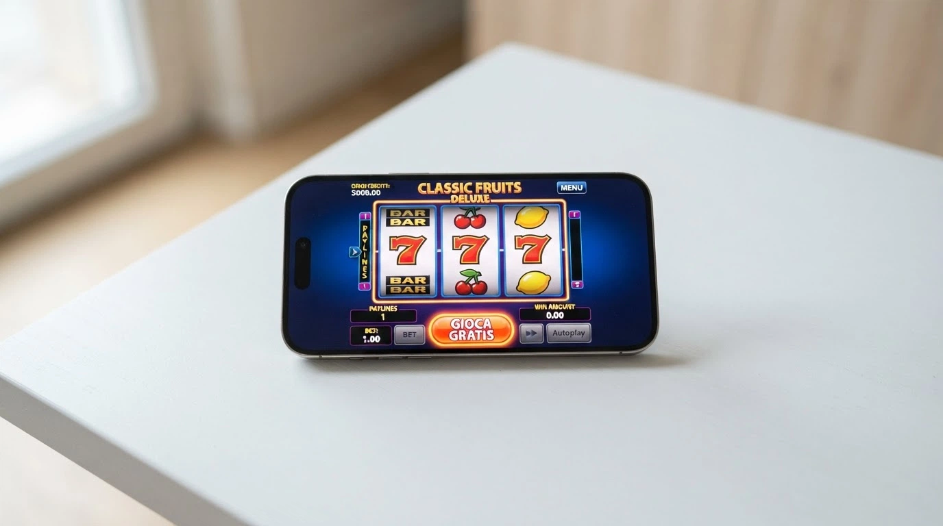 Interfaccia di una slot in modalità demo con il pulsante «Gioca gratis» e nessun campo di registrazione
