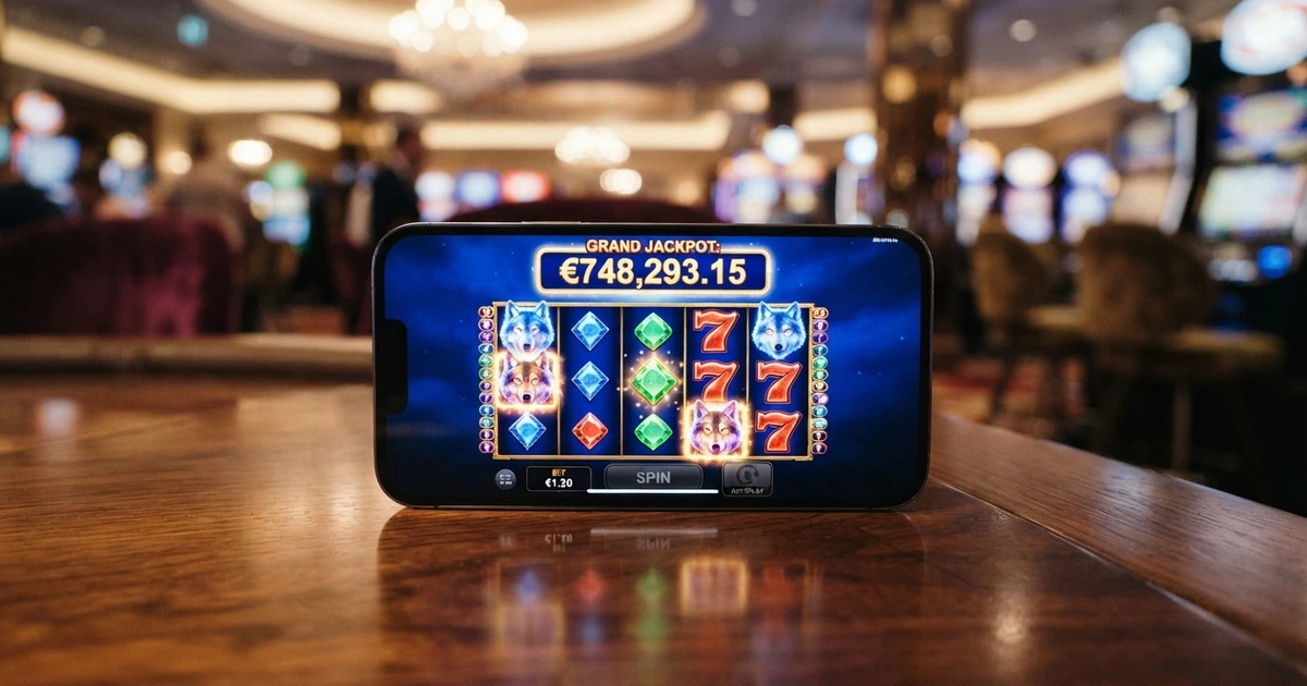 Una slot machine online con rulli colorati e un contatore jackpot progressivo in evidenza che mostra una cifra a sei zeri