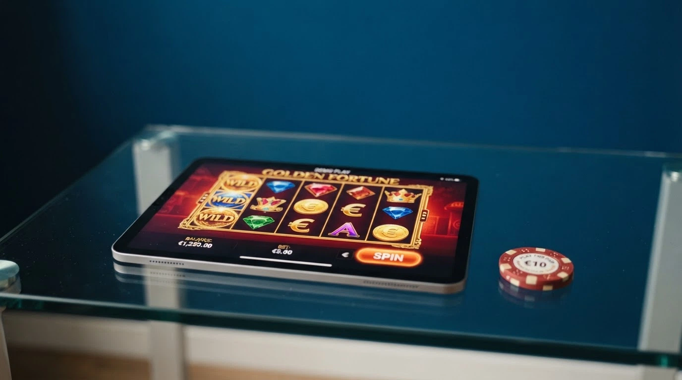 Schermata di una slot machine online in modalità demo con rulli, linee di pagamento e il pulsante «Prova»