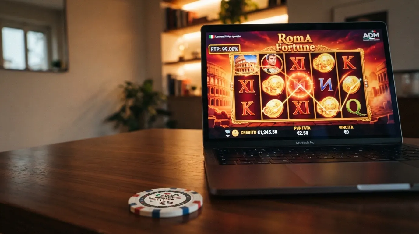 La schermata di una slot online a tema libro con il contatore RTP in evidenza al 99% e rulli in movimento