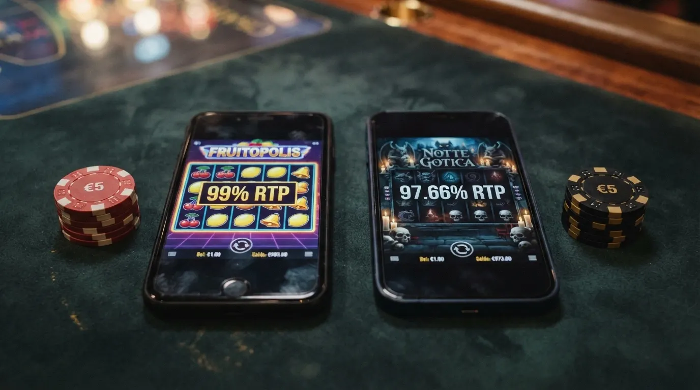 Una griglia visiva con le copertine delle slot ad alto RTP recensite, ordinate per percentuale decrescente con l'RTP in evidenza su ciascuna