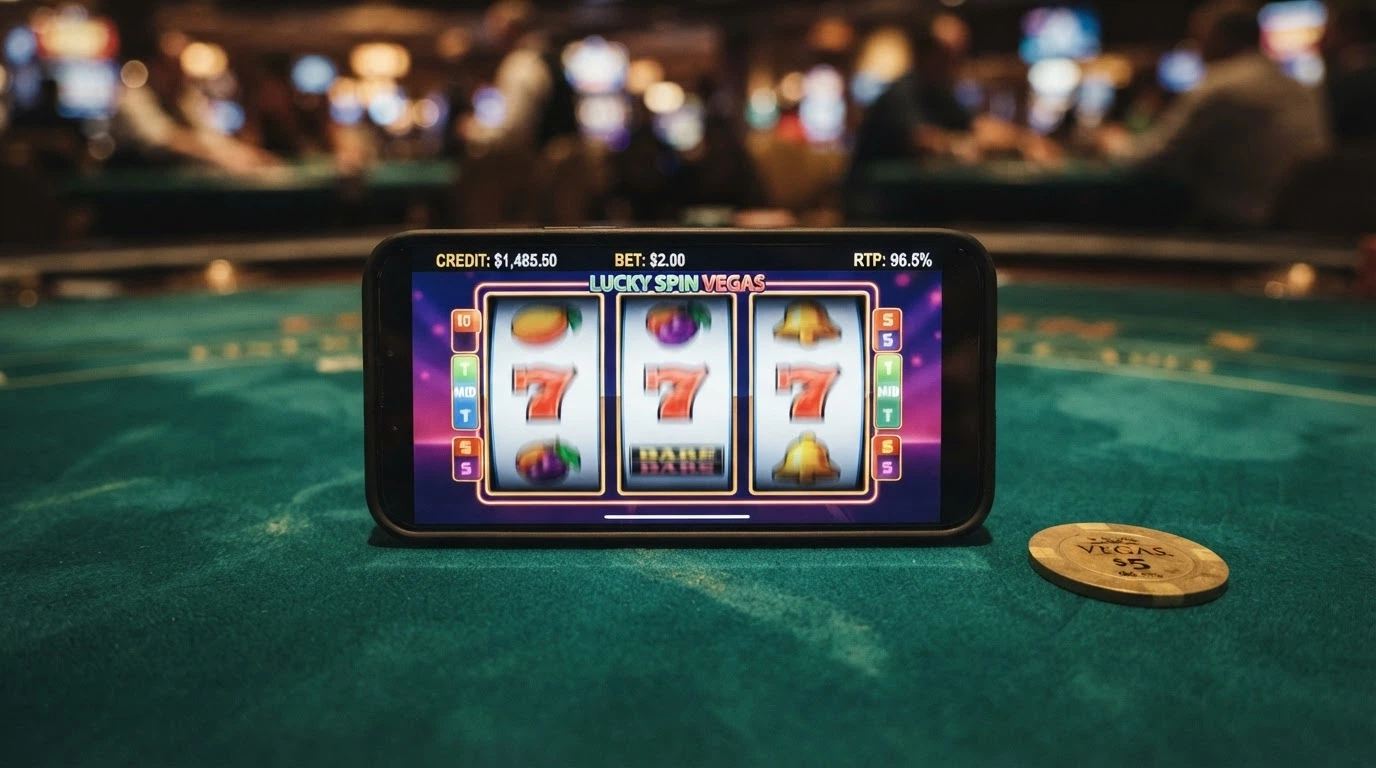 Schermata di una slot machine online con l'indicatore RTP in evidenza e i rulli in movimento