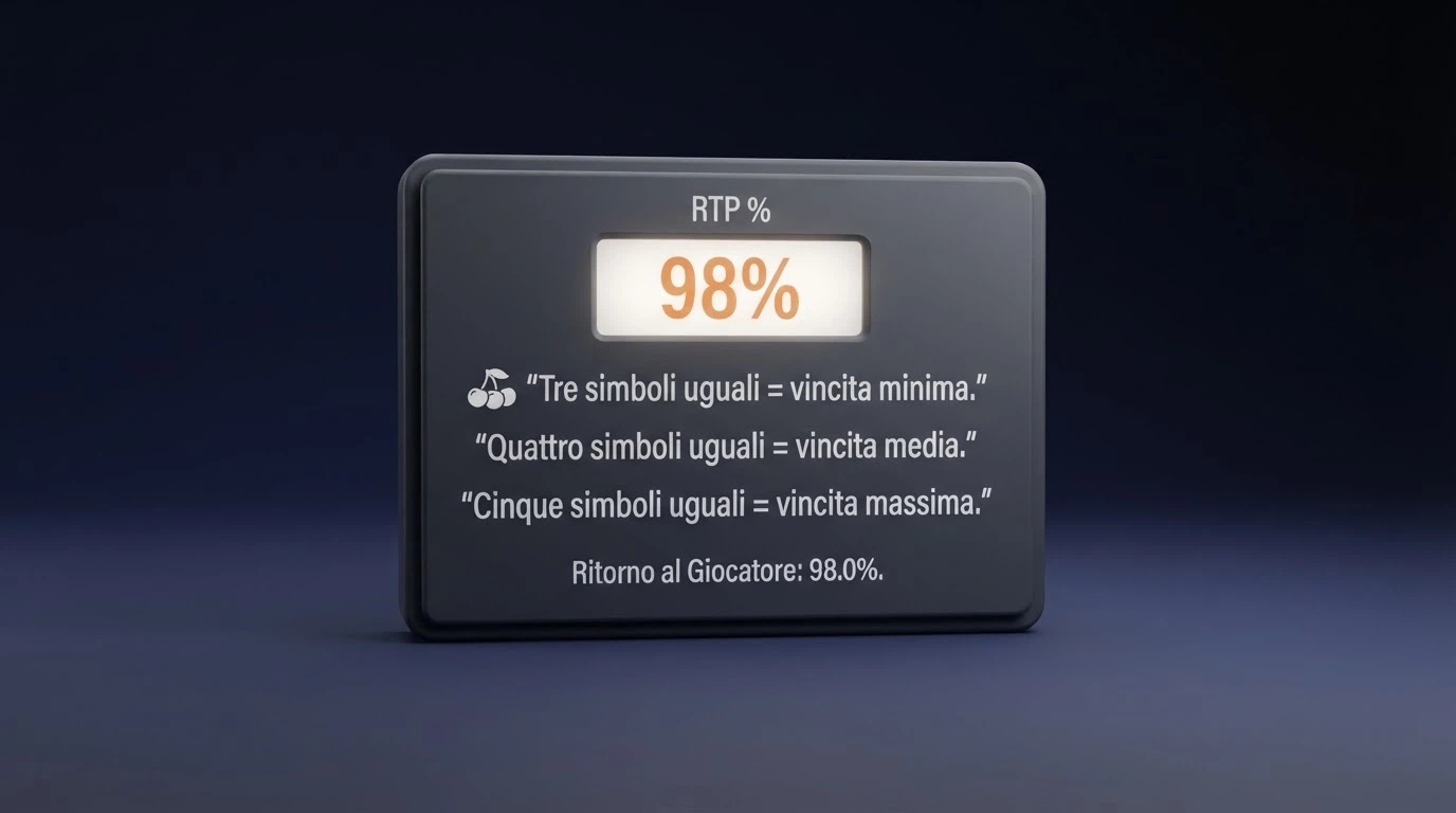 Schermata di una slot con il pannello informativo aperto che mostra la percentuale RTP e la tabella delle vincite