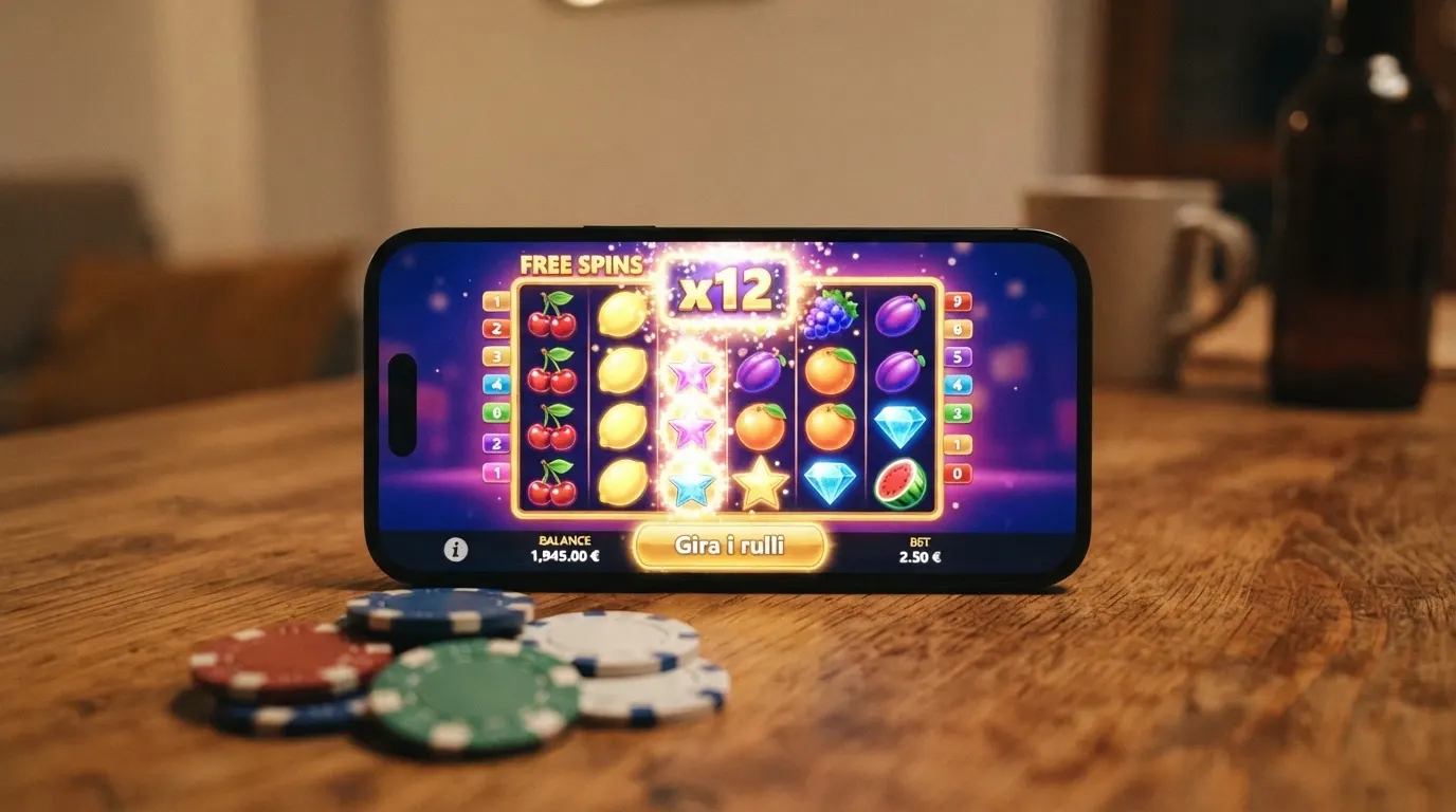 La schermata di gioco della slot Sweet Bonanza di Pragmatic Play con la griglia 6x5, i simboli di frutta colorati e i moltiplicatori in evidenza
