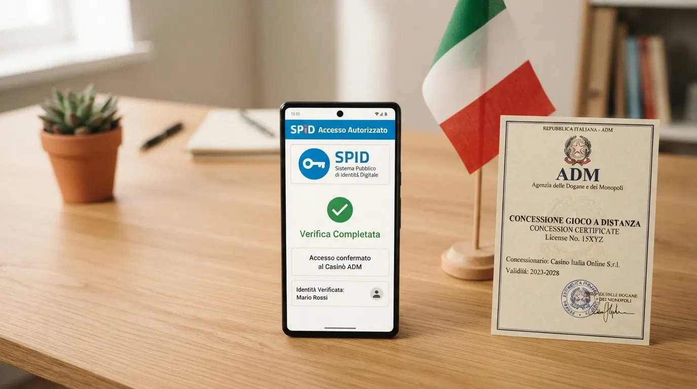 Logo SPID e logo ADM affiancati su sfondo bianco con l'icona di un lucchetto che li collega